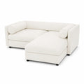 Divano ad Angolo con Chaise Longue in Tessuto Crema