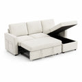 Divano letto angolare in tessuto con contenitore Beige