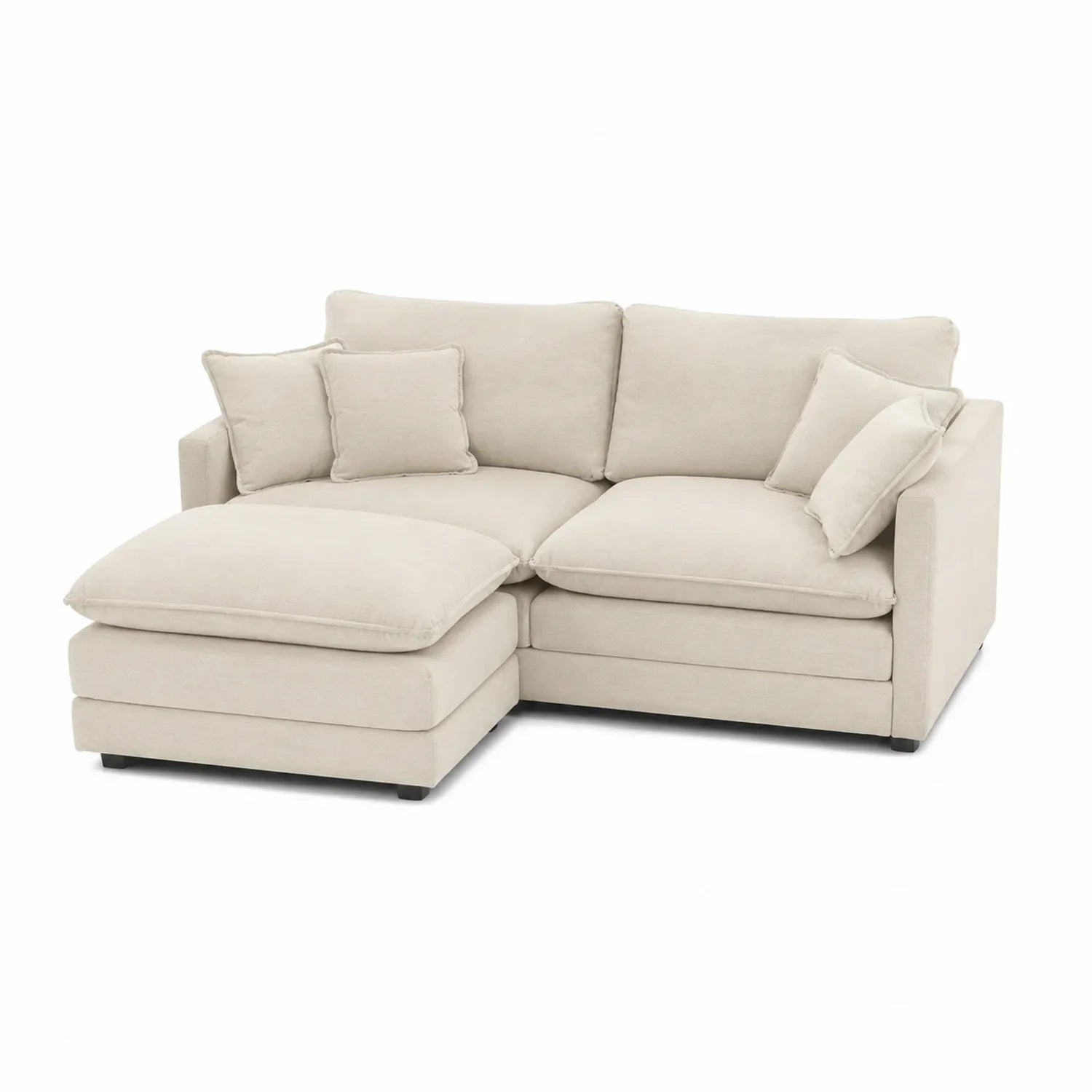 Divano ad angolo in tessuto beige con chaise longue