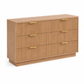 Cassettiera in Legno Massello con 3 Cassetti e Maniglie Dorate