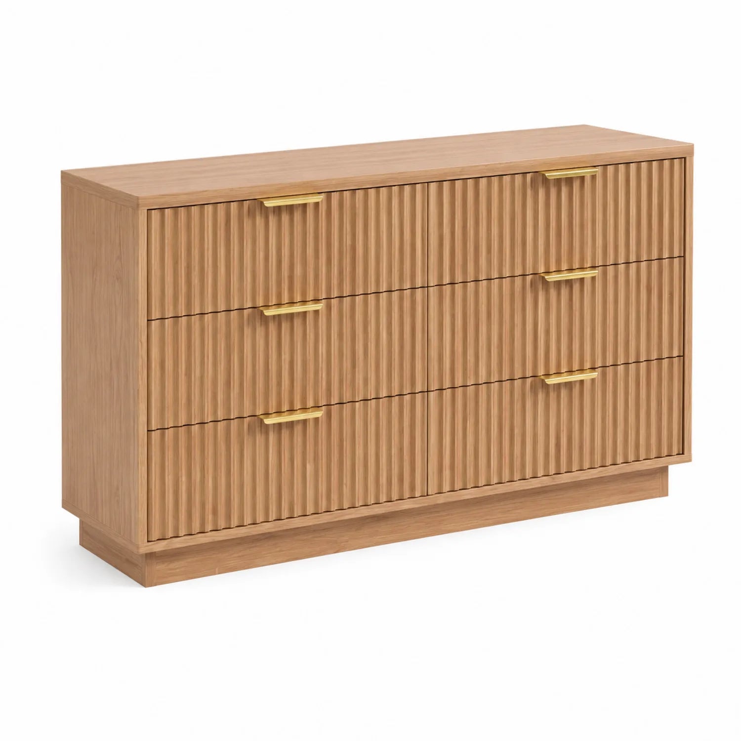 Cassettiera in Legno Massello con 3 Cassetti e Maniglie Dorate