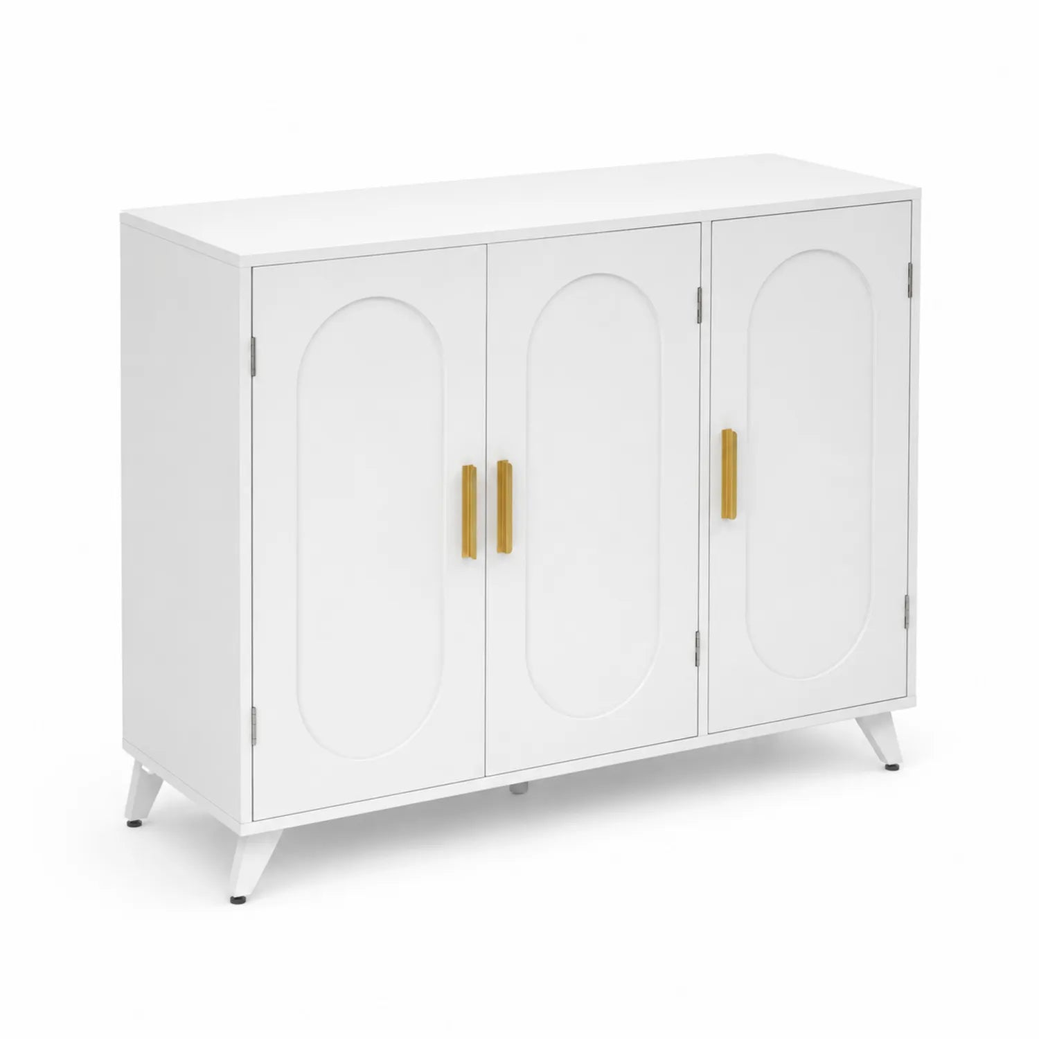 Credenza a 3 ante in Legno e Metallo Verniciato Bianco