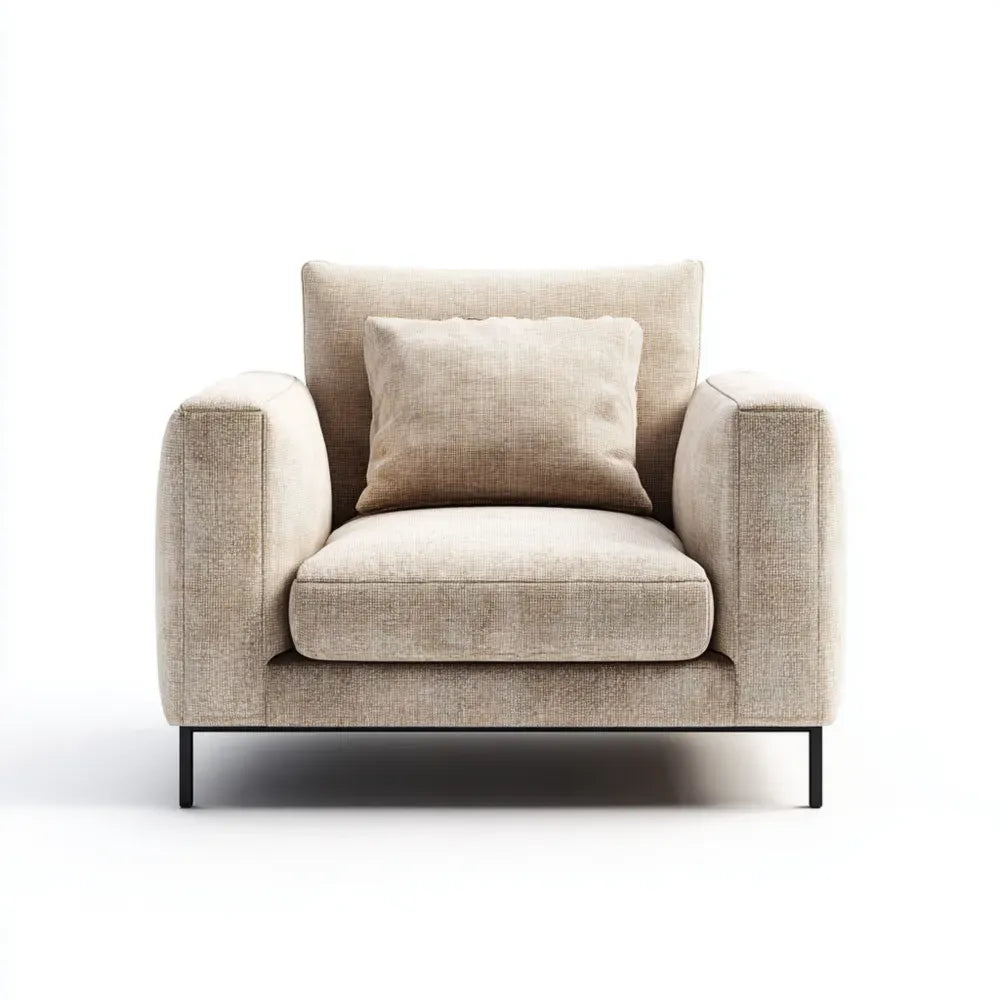 Armchair Fabric Upholstery 85x90x75 cm - Beige - Contemporary Design