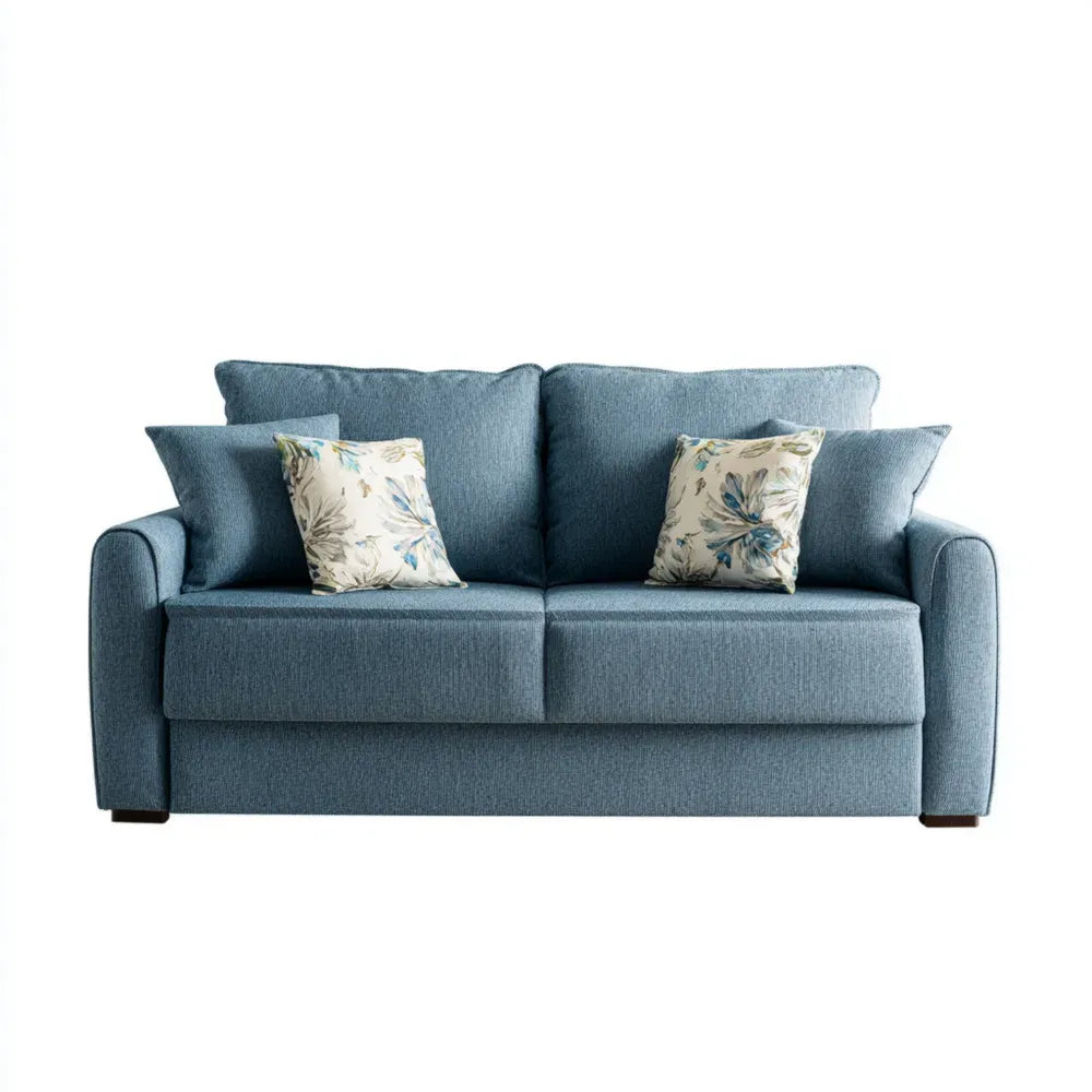 Sofa Set Fabric Upholstery 200x95x90 cm - Blue - Modern Design