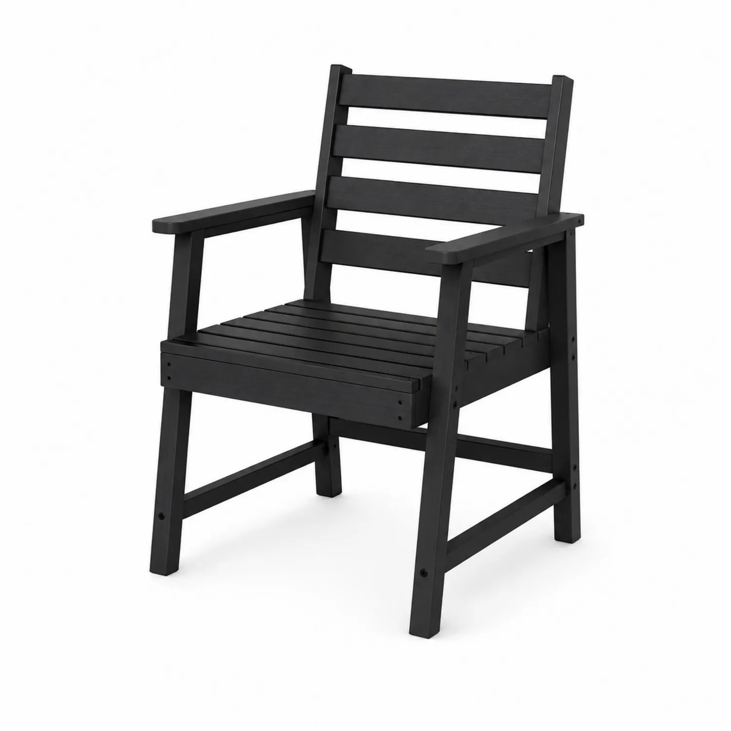 Sedia da esterno in legno massello nero con braccioli