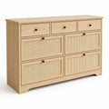 Cassettiera in Legno di Rovere e Rattan con 7 Cassetti