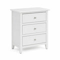 Comodino in legno MDF bianco con 3 cassetti, 60x40x75 cm