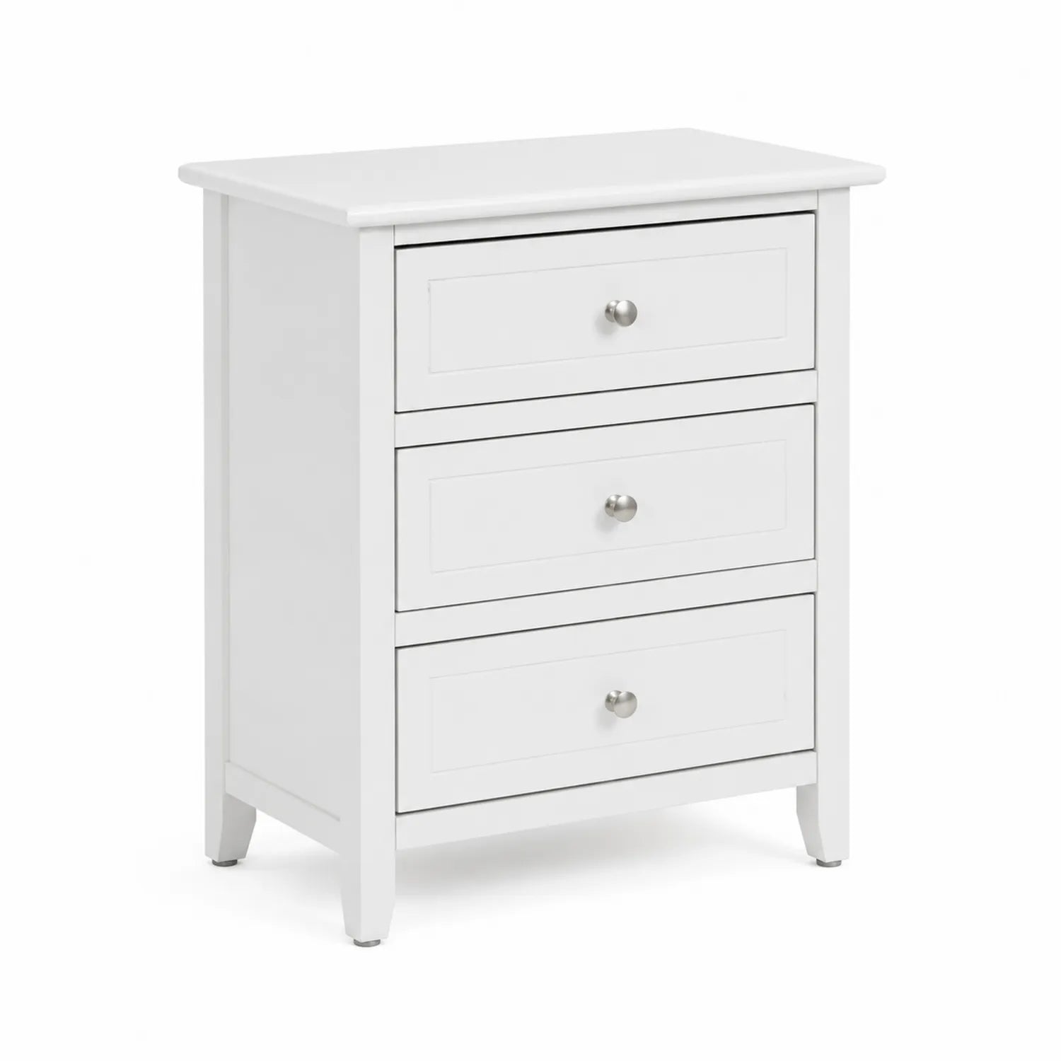Comodino in legno MDF bianco con 3 cassetti, 60x40x75 cm