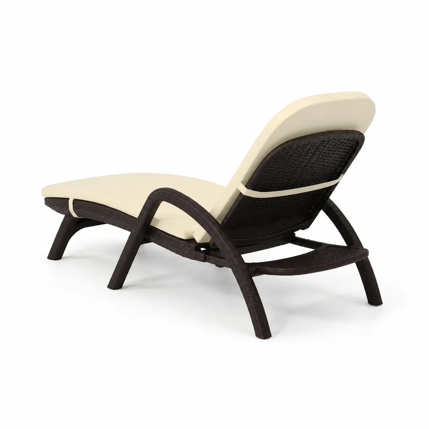 Lettino prendisole in rattan sintetico con cuscino crema