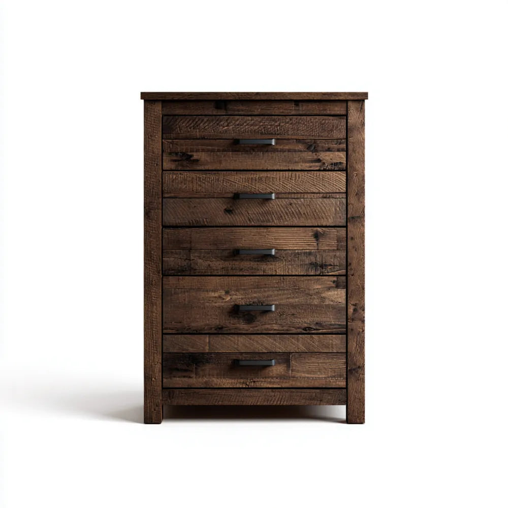 Solid Wood Chest of Drawers 70x40x110 cm - Rustic Brown - Traditional Style
