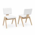 Set di 2 sedie in legno massello di quercia e similpelle bianca