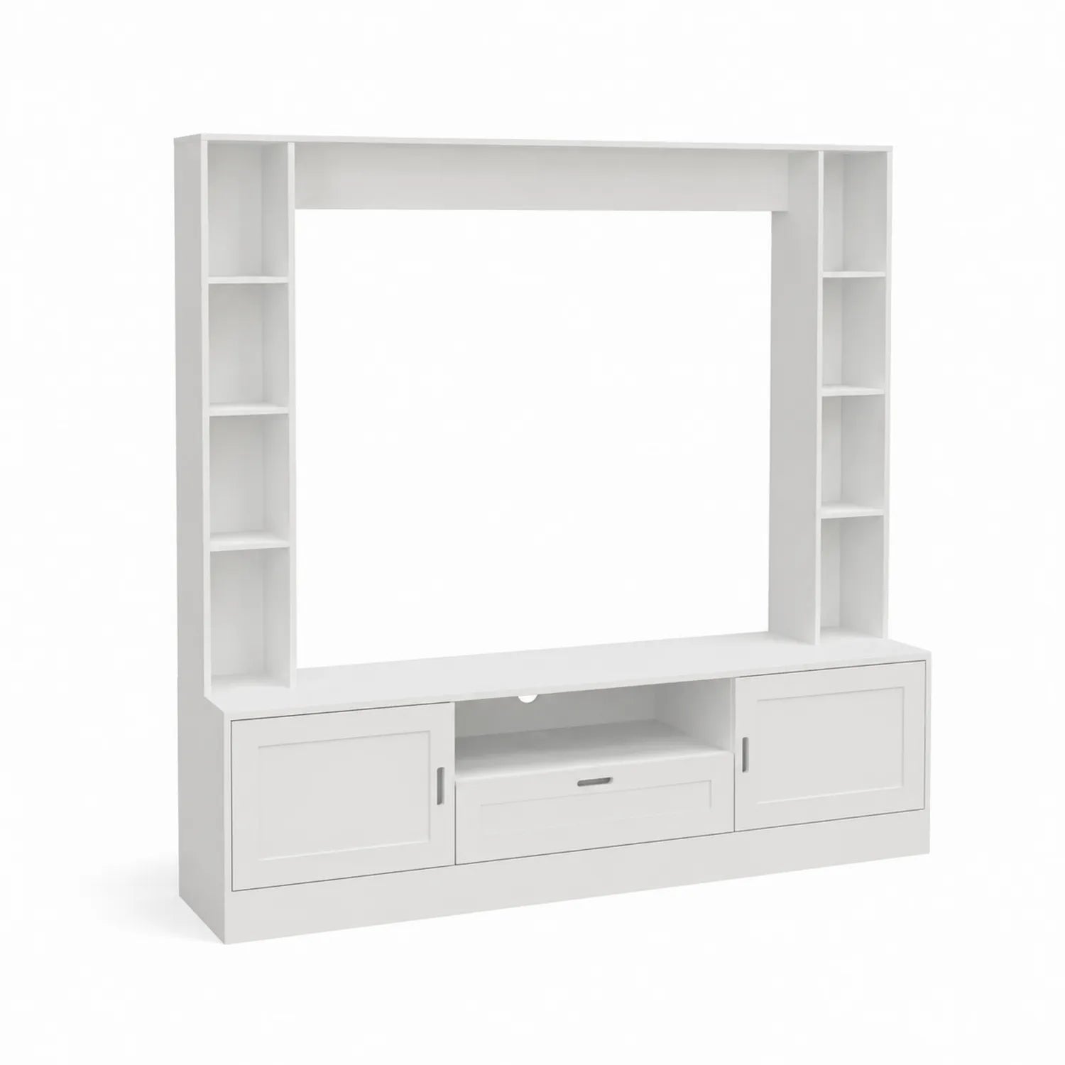 Mobile TV in Legno con Scaffali Integrati Bianco