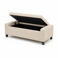 Panca contenitore rivestita in pelle sintetica crema 120 cm