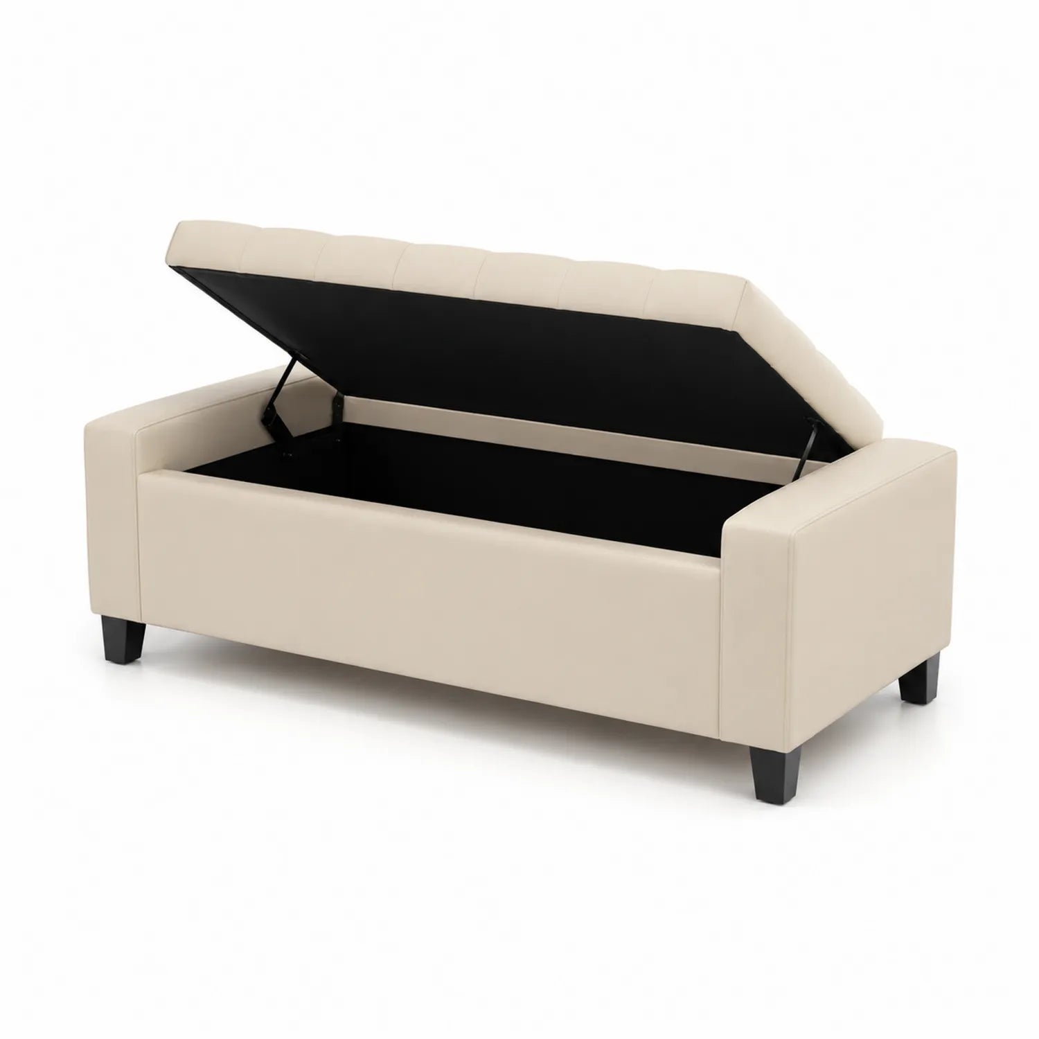 Panca contenitore rivestita in pelle sintetica crema 120 cm