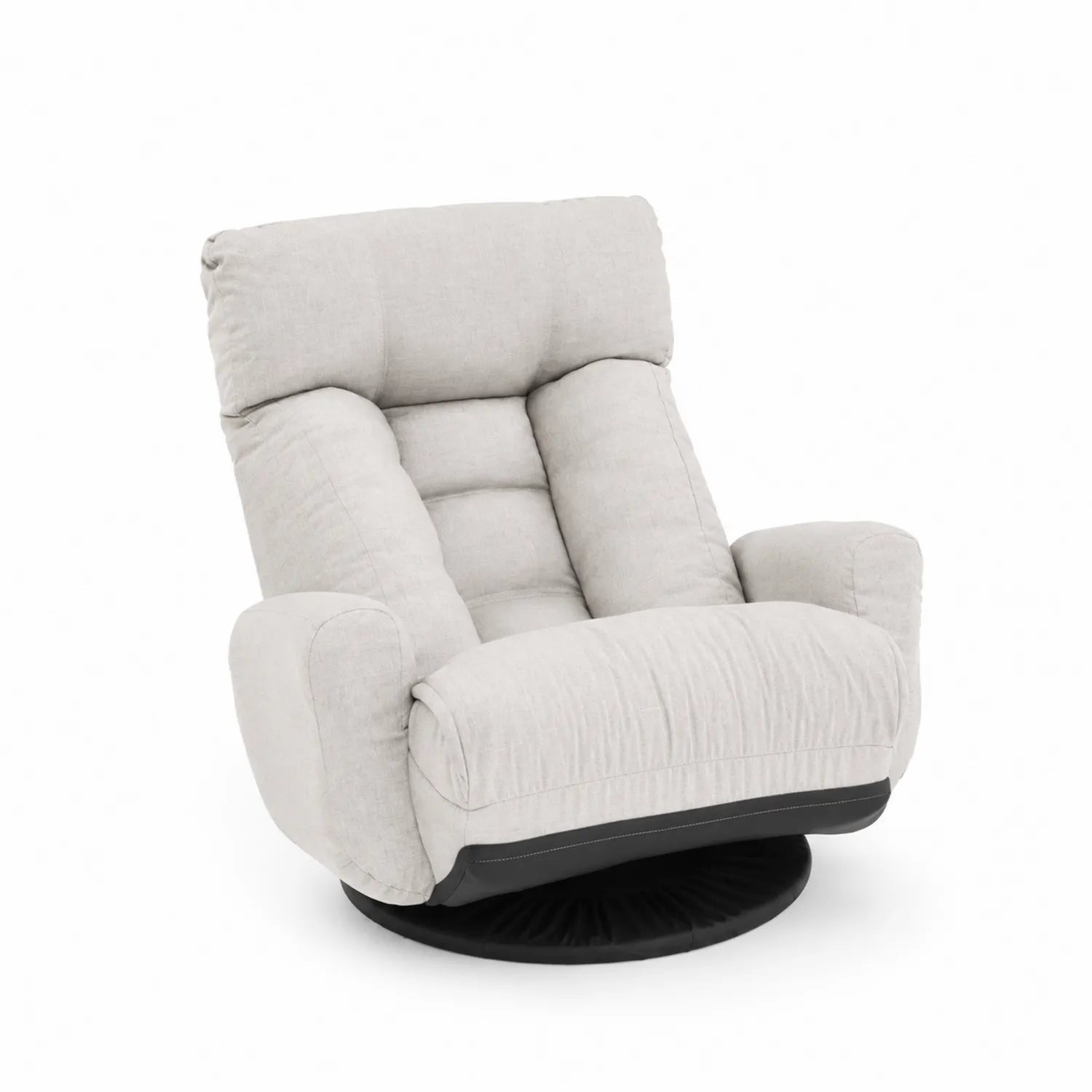 Poltrona reclinabile con base girevole in tessuto grigio chiaro