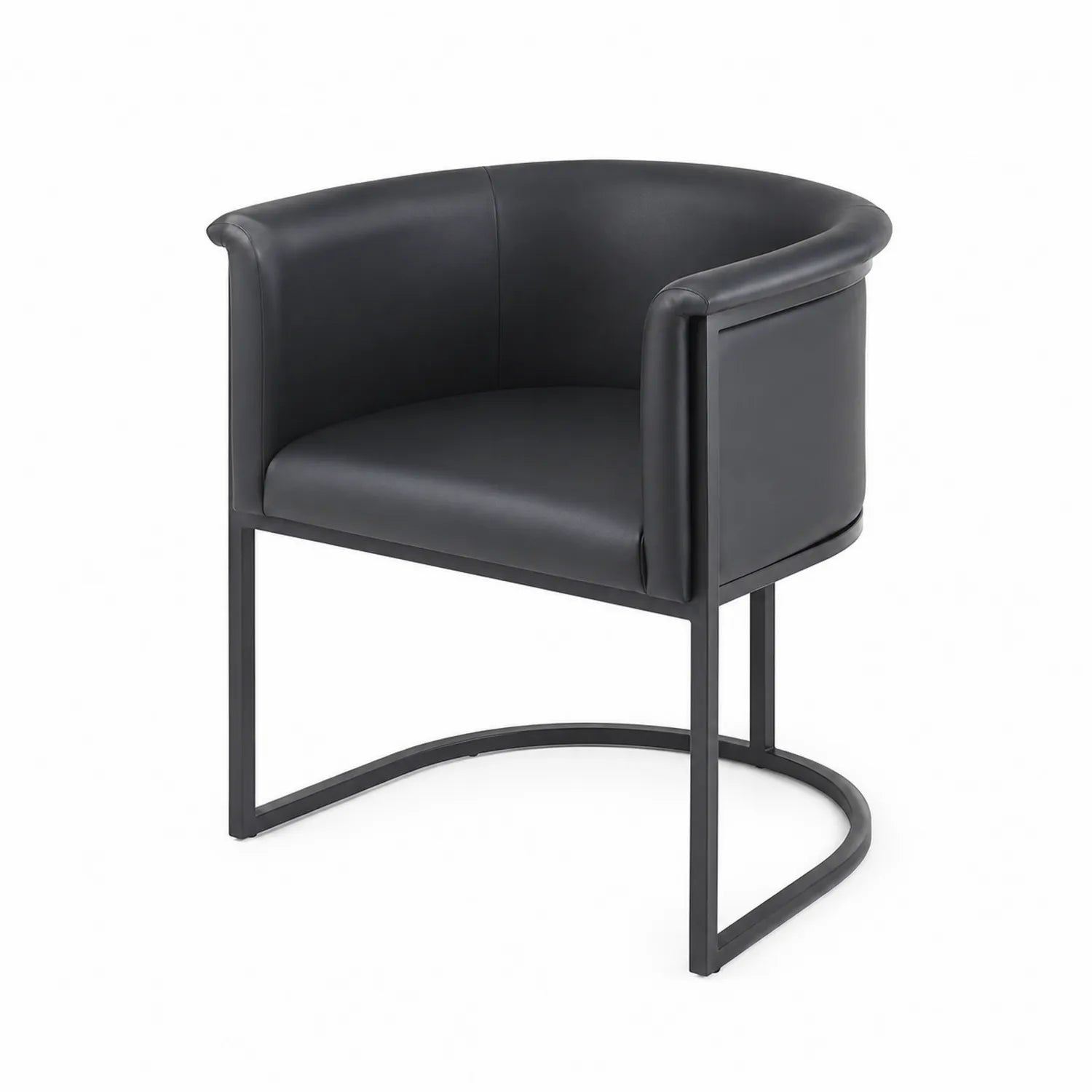 Sedia in Pelle Sintetica con Struttura in Metallo Nero
