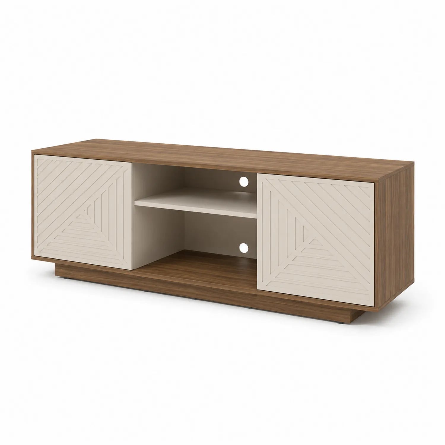 Mobile TV in Legno con Porte Scorrevoli Beige 160cm