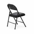 Sedia pieghevole in metallo con rivestimento in eco-pelle nera