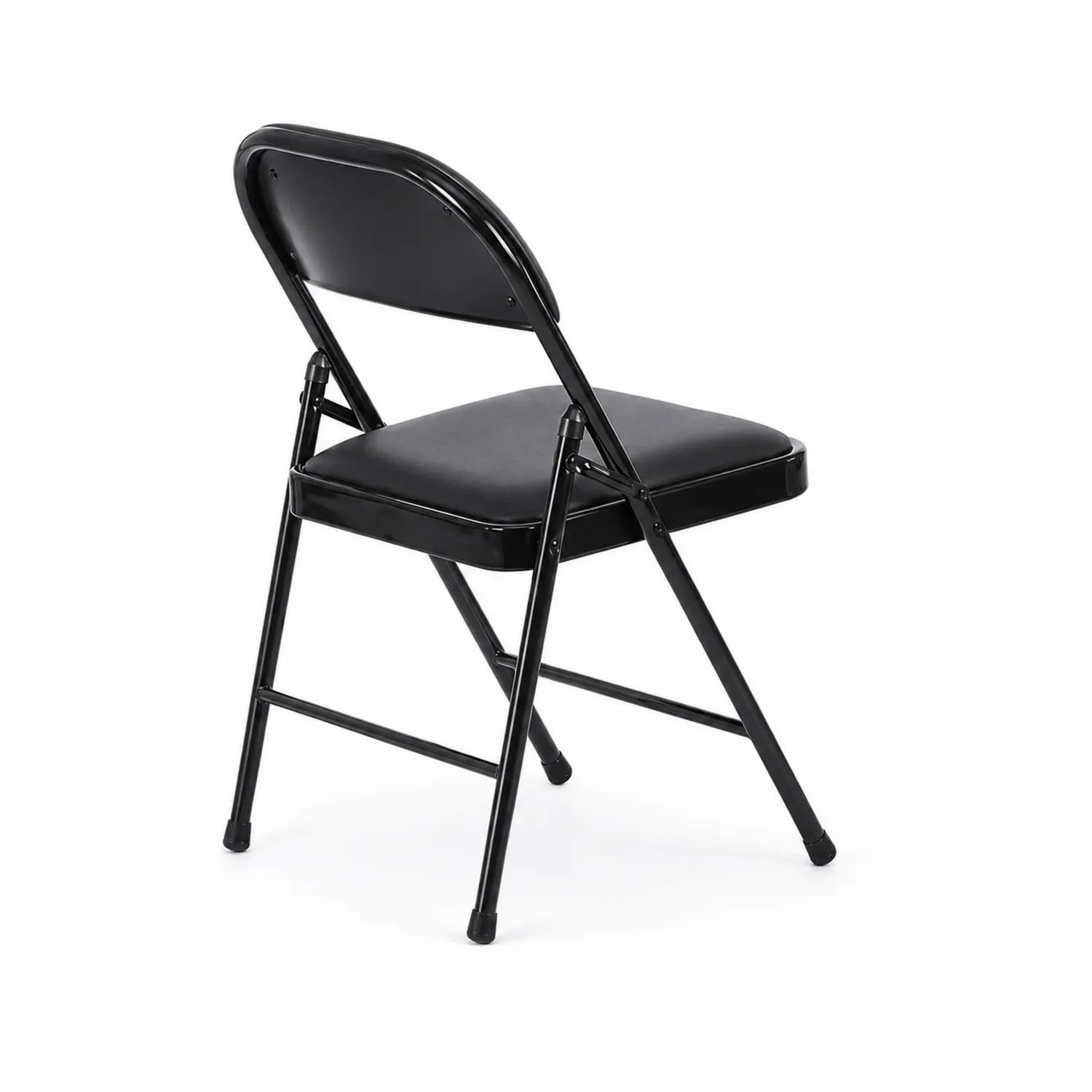 Sedia pieghevole in metallo con rivestimento in eco-pelle nera