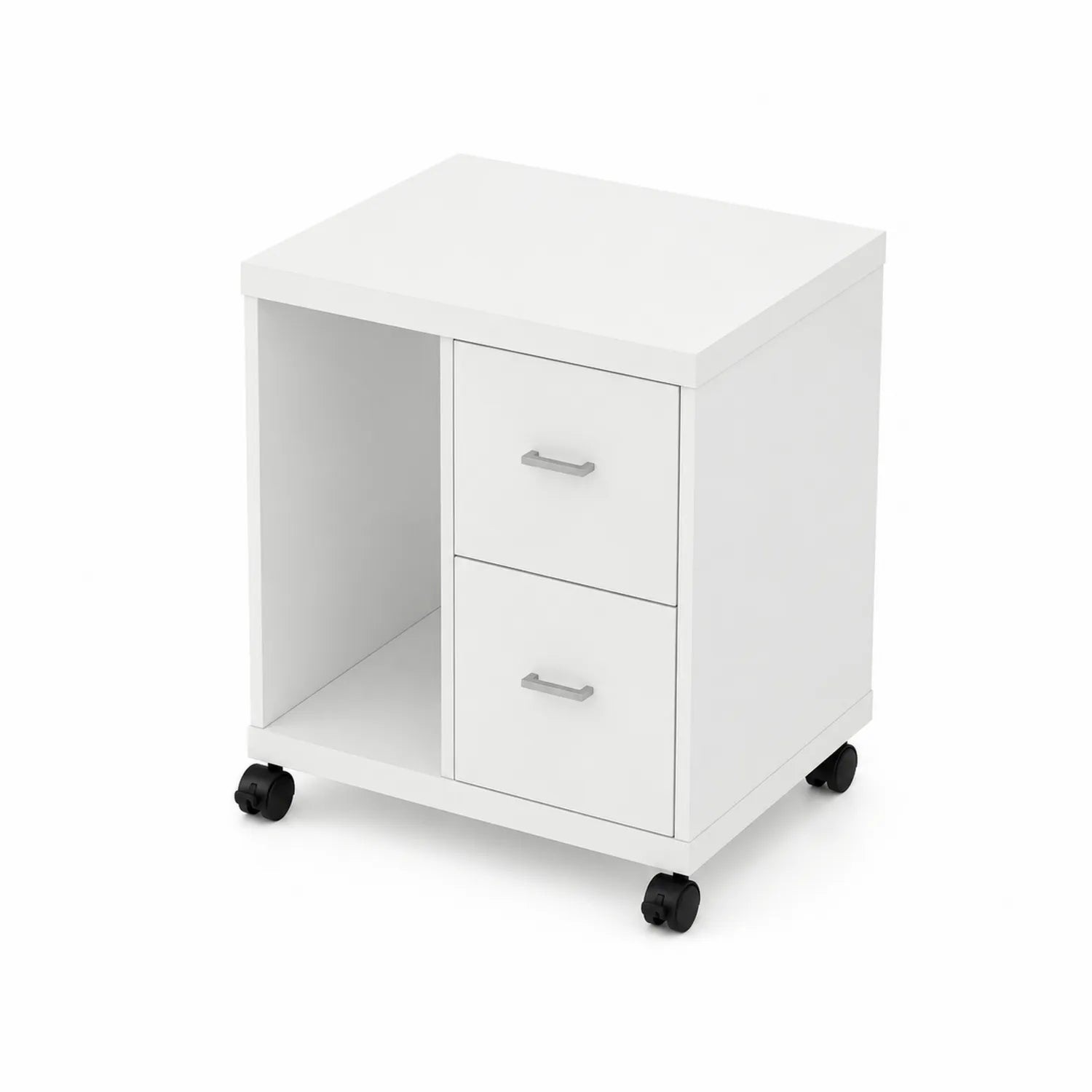 Cassettiera in legno MDF bianco con ruote