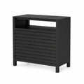 Credenza in Legno MDF con Ante Lamellari Nero 80x35x90 cm