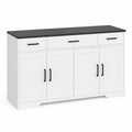 Credenza in Legno Bianco con 3 Cassetti e 4 Ante