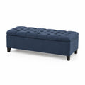 Panca in velluto blu con base in legno massello
