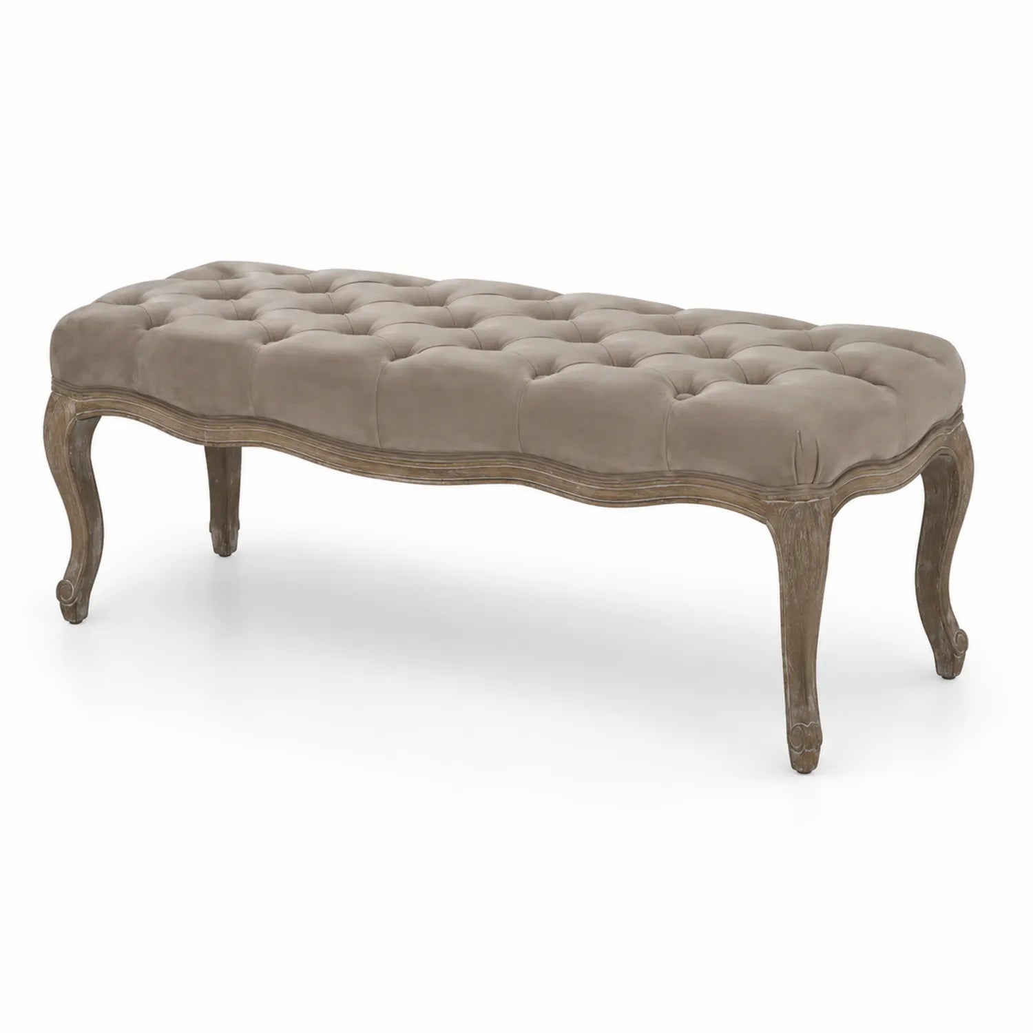 Panca in legno con rivestimento in velluto Marrone chiaro
