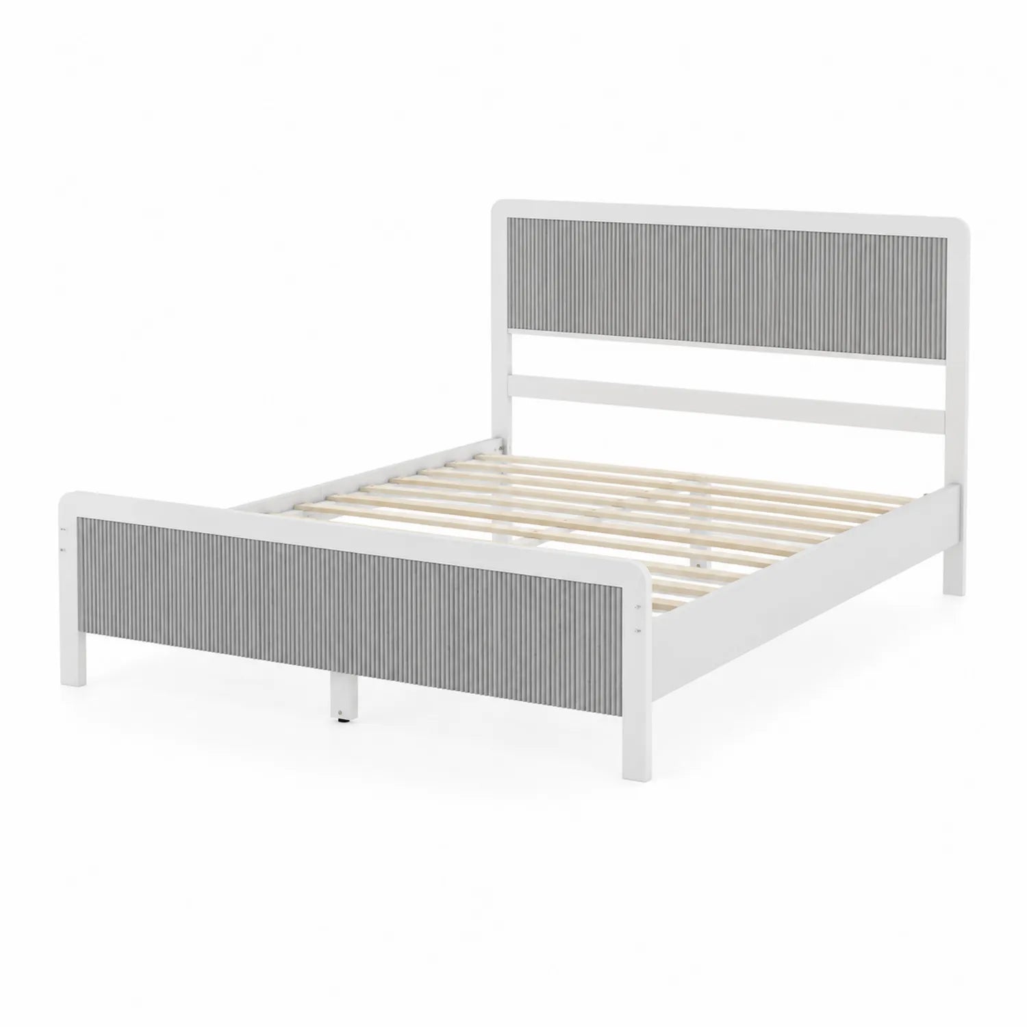 Letto matrimoniale 200x160 cm legno bianco e grigio