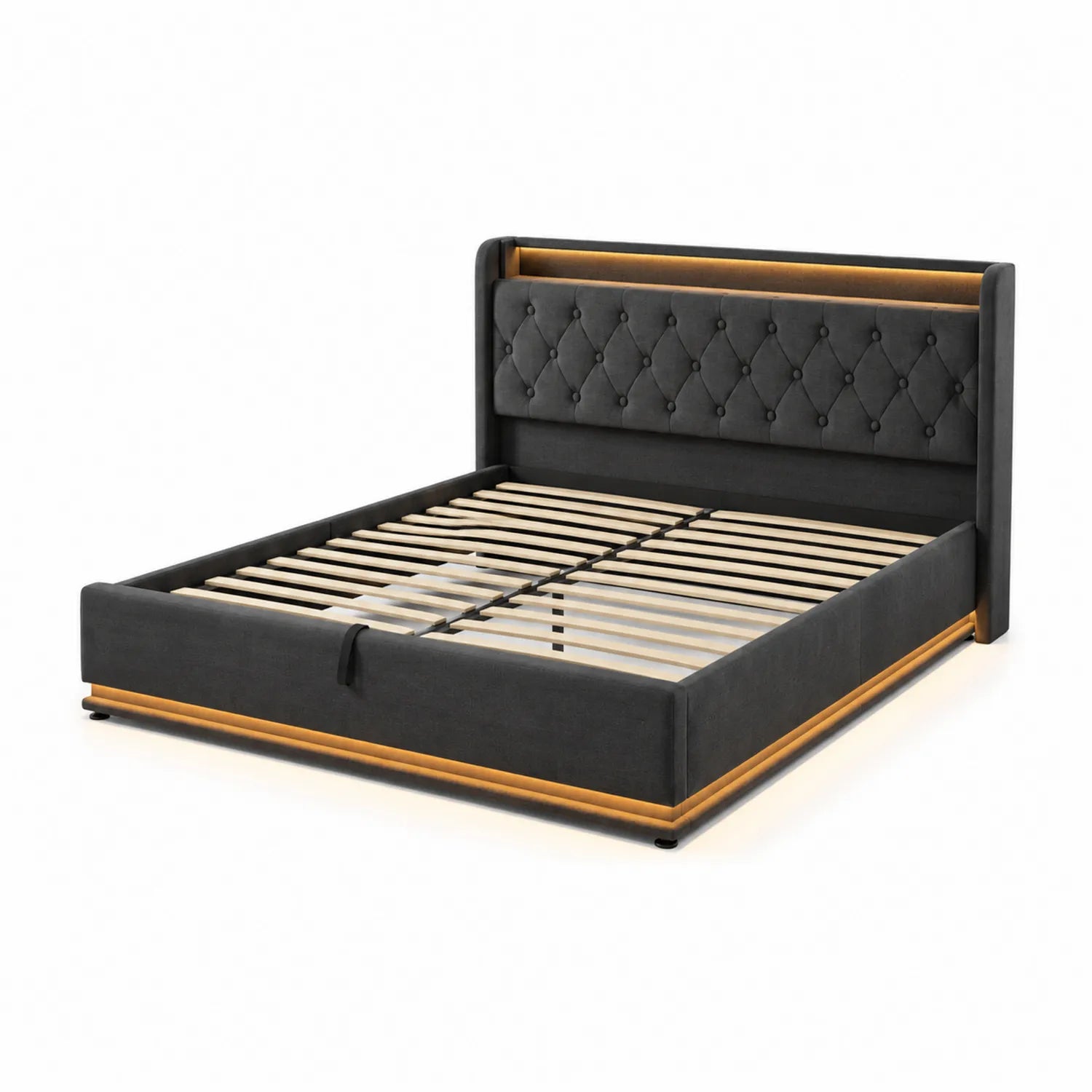 Letto matrimoniale in tessuto con illuminazione 200x160 cm