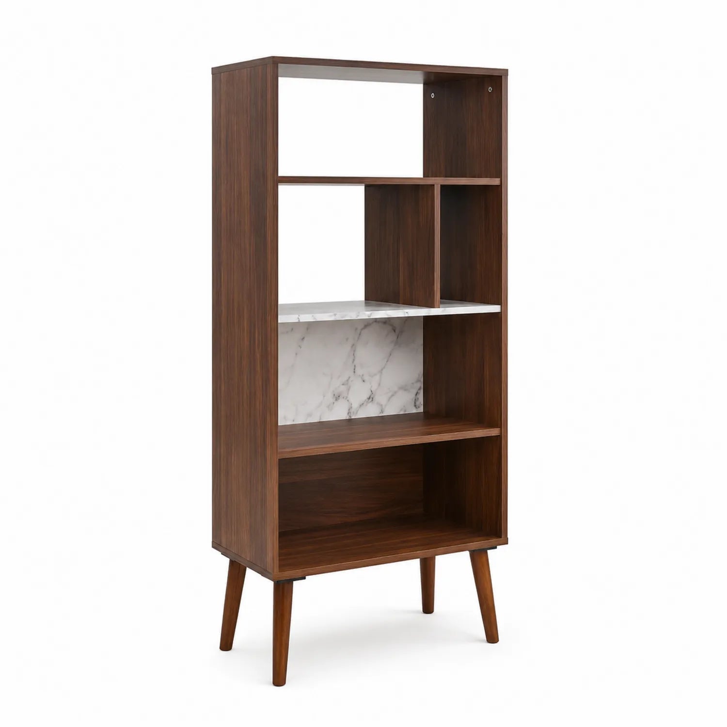 Libreria in Legno e MDF con Dettagli Effetto Marmo 170x80x30 cm