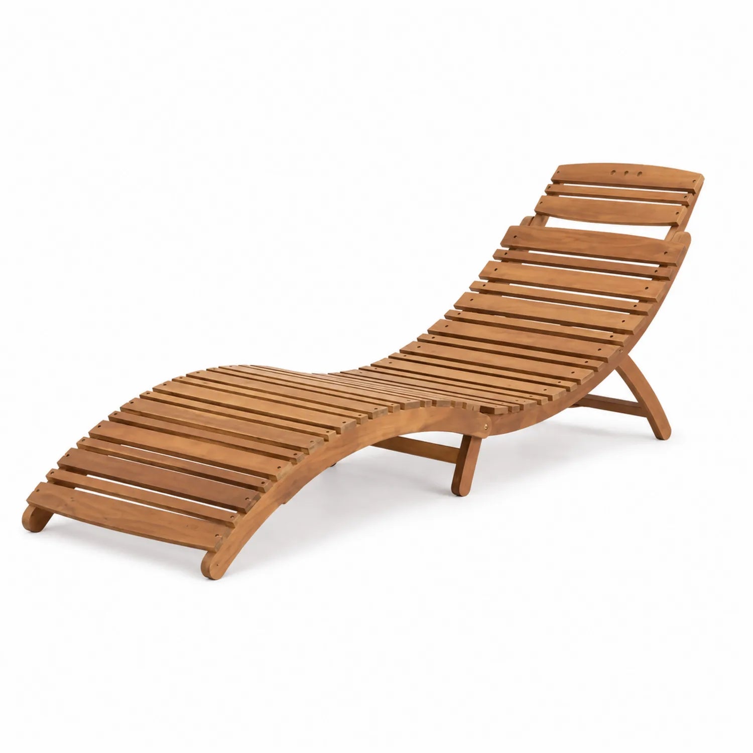 Lettino prendisole curvo in legno di acacia