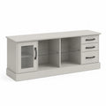 Mobile TV in legno composito con porta in vetro temperato e cassetti Grigio