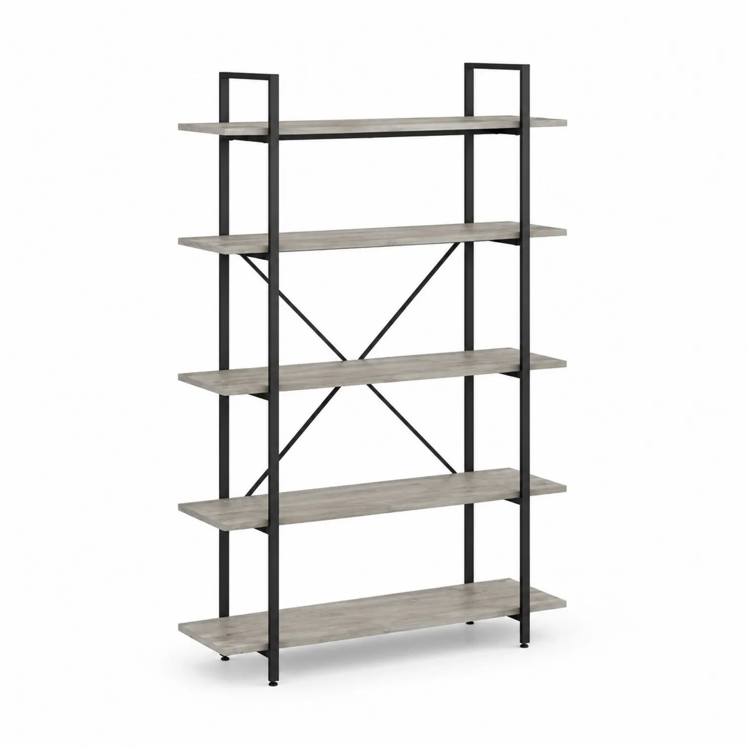 Scaffale a 5 Ripiani in Metallo e Legno Nero/Grigio