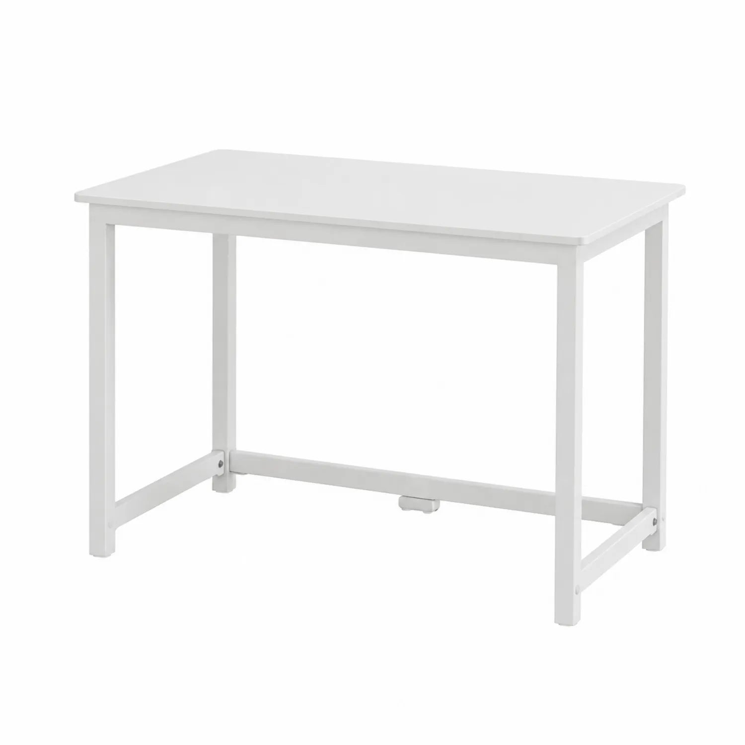 Scrivania rettangolare in legno e metallo bianco