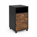 Mobiletto archivio in MDF e metallo con 2 cassetti e scomparto aperto