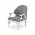Poltrona in Tessuto Grigio con Struttura in Legno