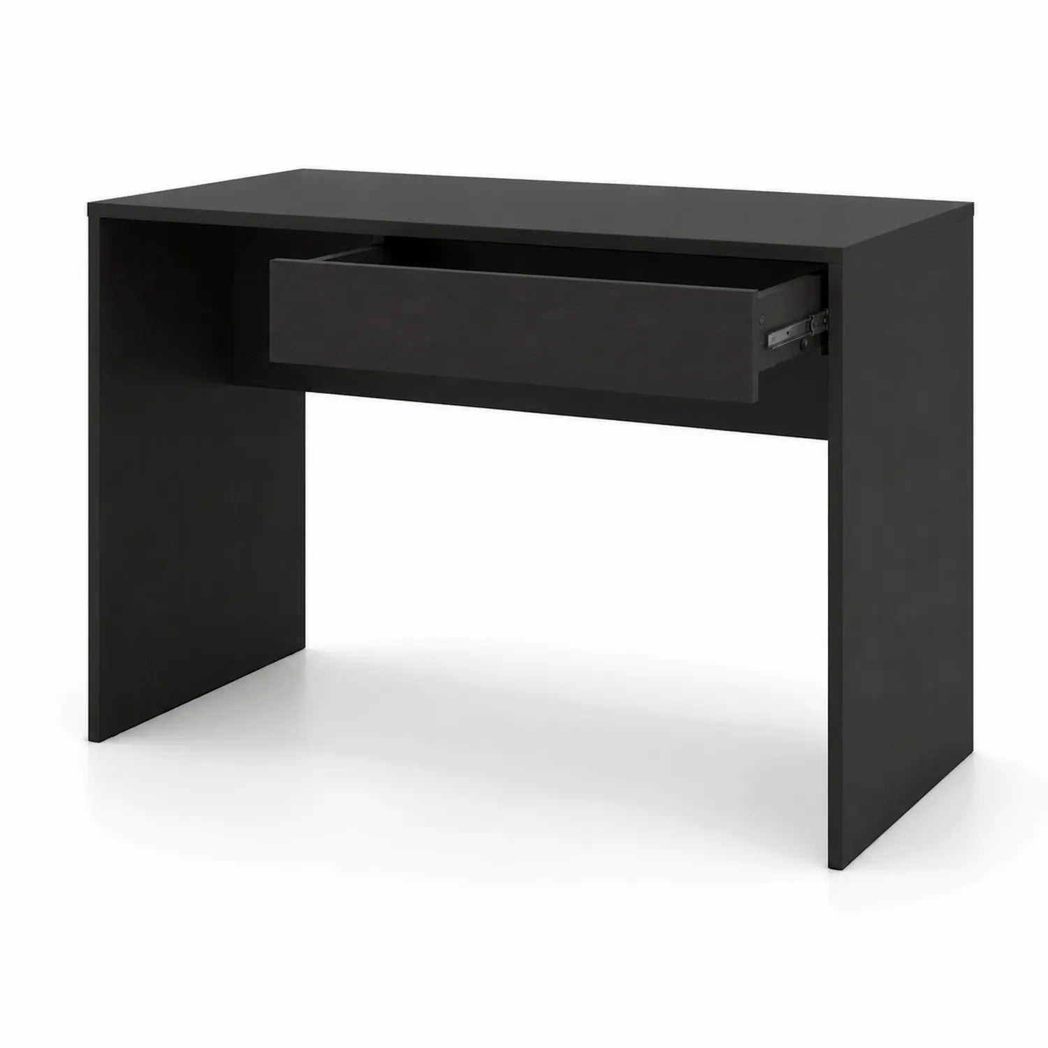 Scrivania rettangolare in legno composito nero con cassetto