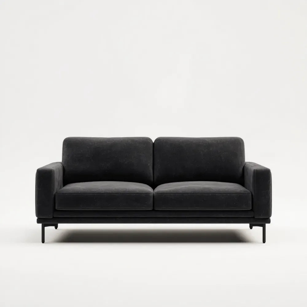 Two-Seater Sofa Velvet Upholstery 200x90x85 cm - Black - Modern Design