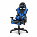 Sedia da gaming in metallo e pelle sintetica blu e nera con braccioli regolabili