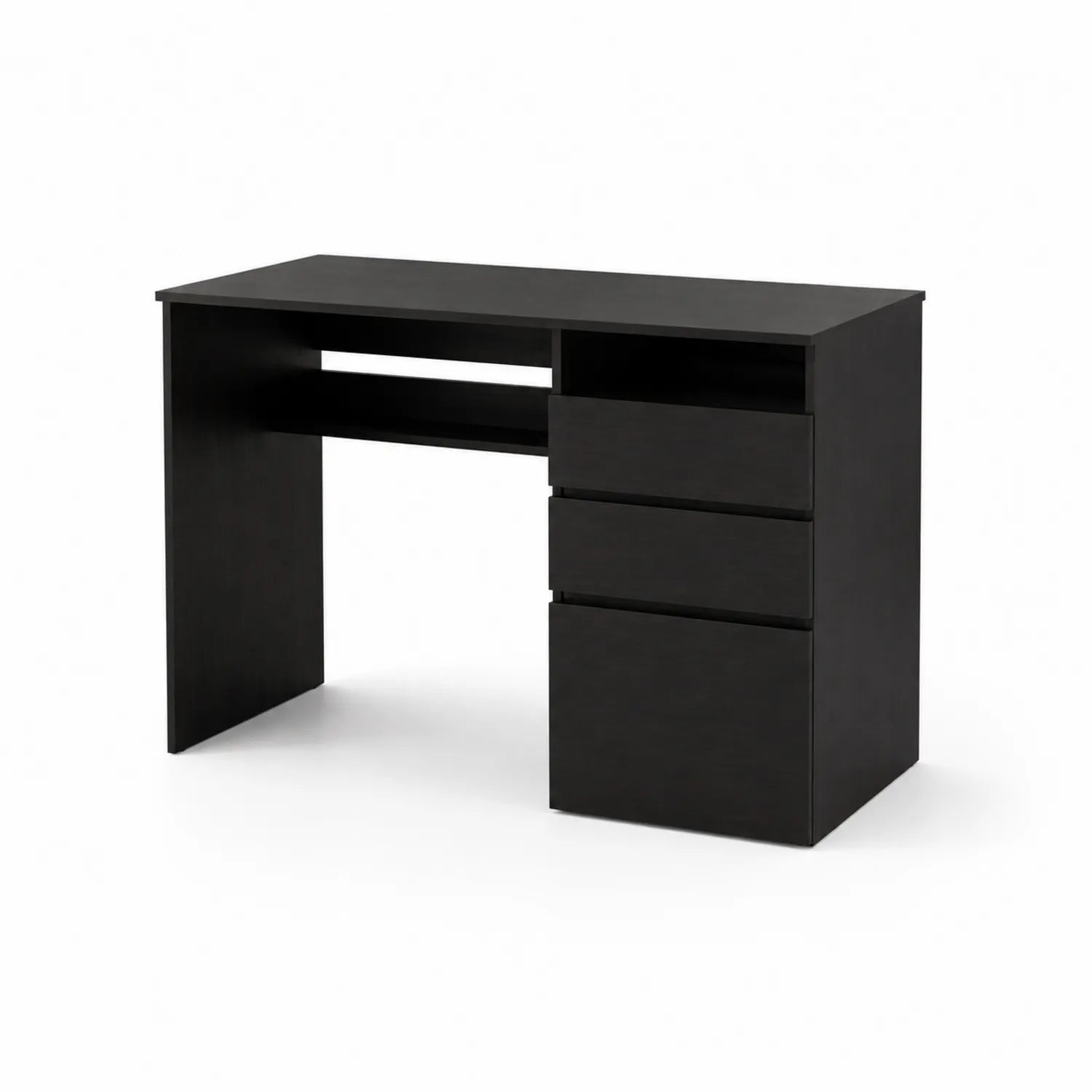Scrivania in legno MDF melaminico nero con cassetti 120x50x75 cm