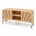 Credenza in Bambù con Ante in Rattan 120x40x60 cm