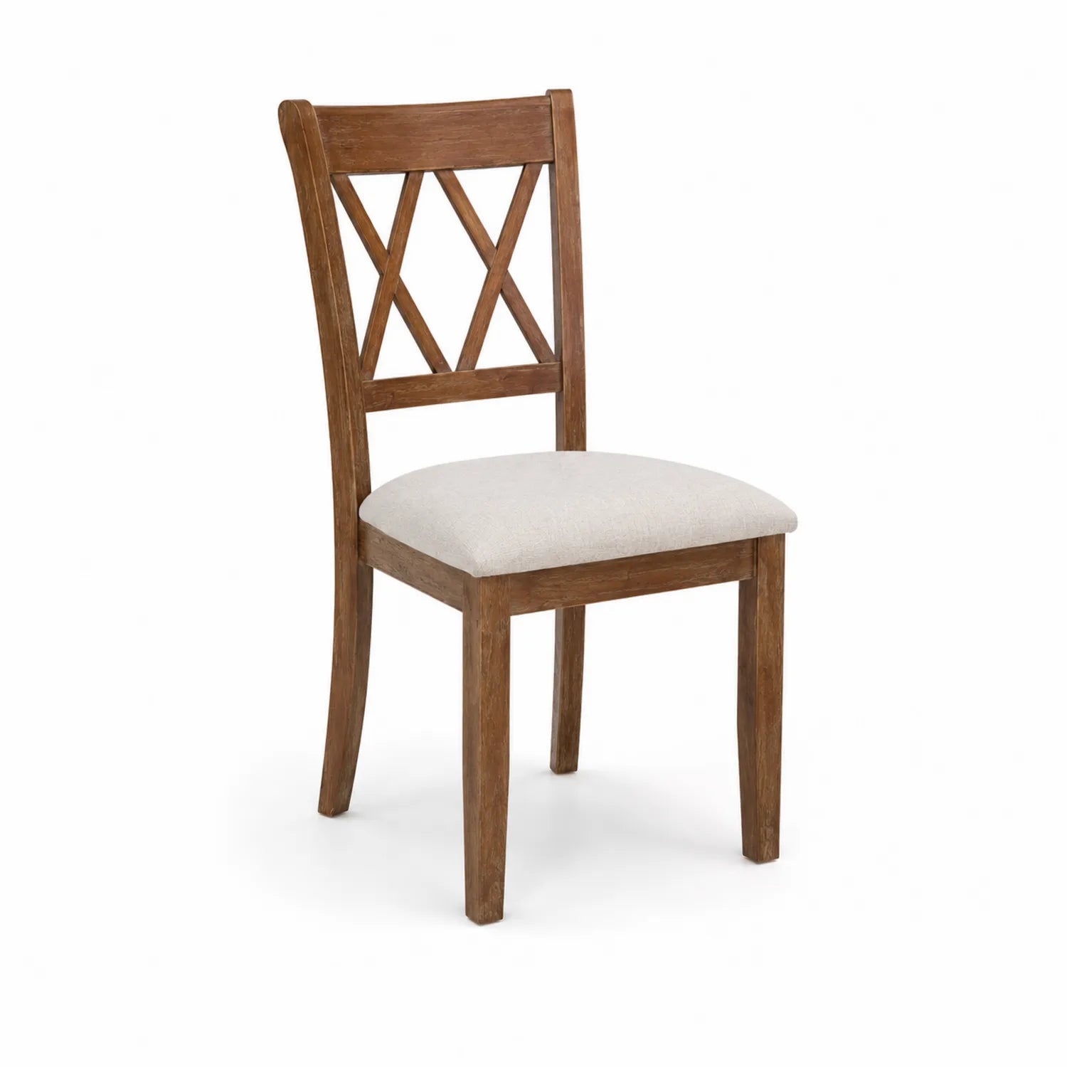 Sedia in legno con seduta in tessuto Beige