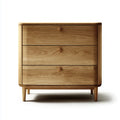 Chest of Drawers Solid Oak 3-Drawer Unit 90x45x80 cm - Natural Finish - Mid-Century Style