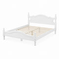 Letto Matrimoniale in Legno di Pino con Testiera Intagliata Bianco