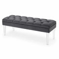Panca in velluto con gambe acriliche grigia 120x40x45 cm