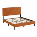 Letto matrimoniale in metallo con rivestimento in similpelle arancione 200x160 cm