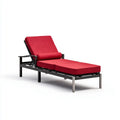 Patio Recliner Cushioned Lounger 190x65x90 cm - Red Fabric - Adjustable Back