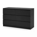 Cassettiera in Legno Nero con 6 Cassetti 120x40x75 cm