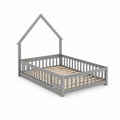 Letto Casetta per Bambini in Legno Grigio